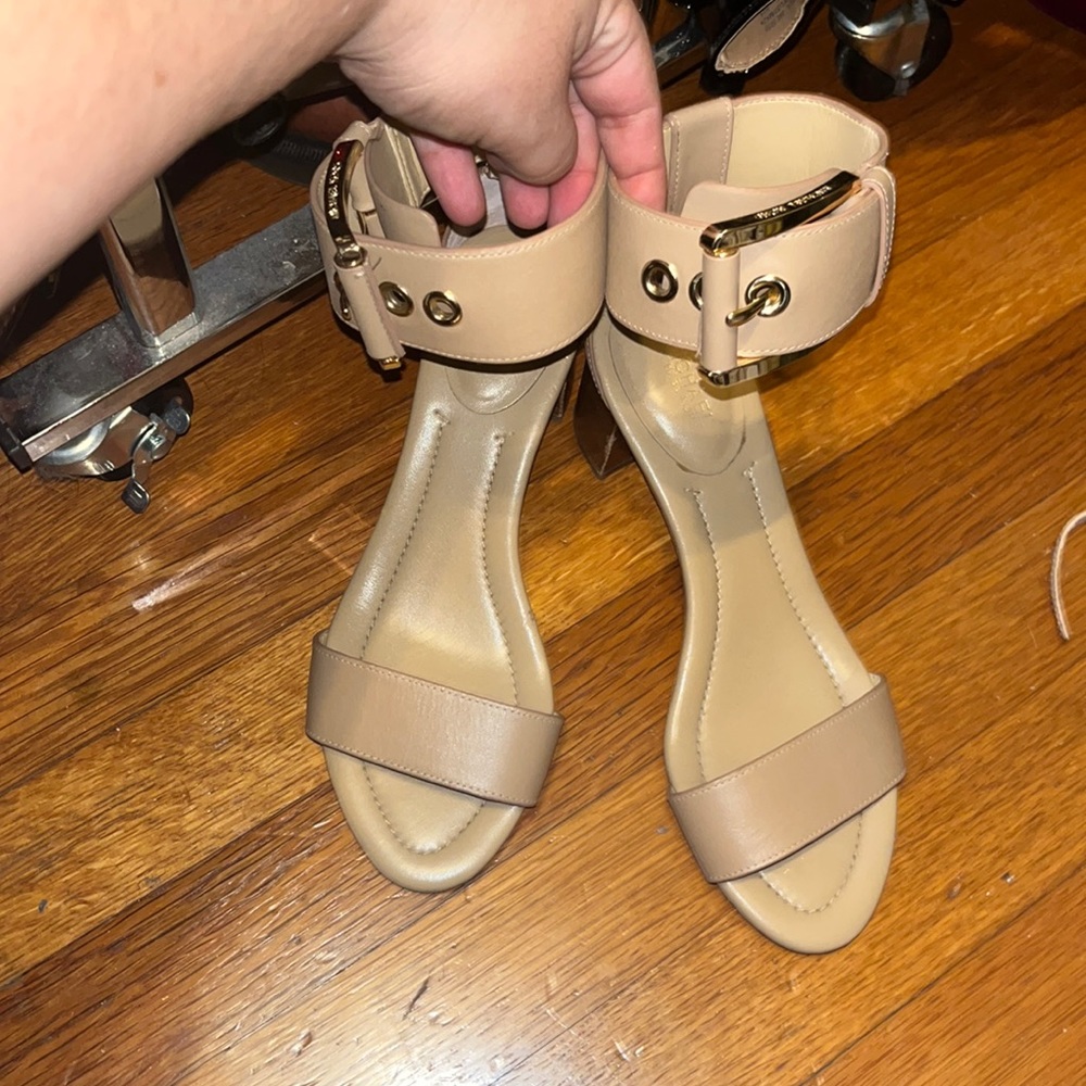 Michael Kors Nude Block Ankle Strap Sandals
